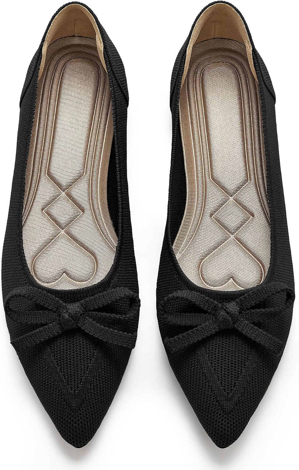 Ablanczoom Ballet Flats Shoes for Women: Dressy Pointed Toe Bow Knit Flats Comfortable Slip On Work Business Casual Shoes | Amazon (US)