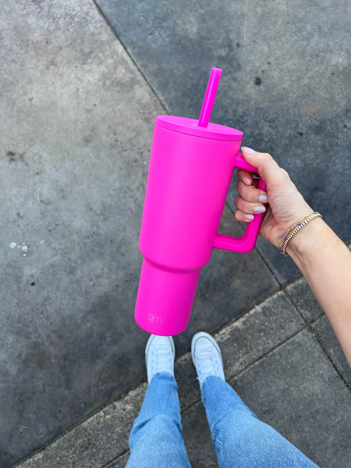 LouisG 40 OZ Travel Tumbler with Handle - Hot Pink