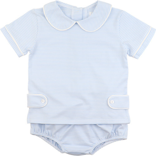 Blue Striped Knit Diaper Set | Cecil and Lou