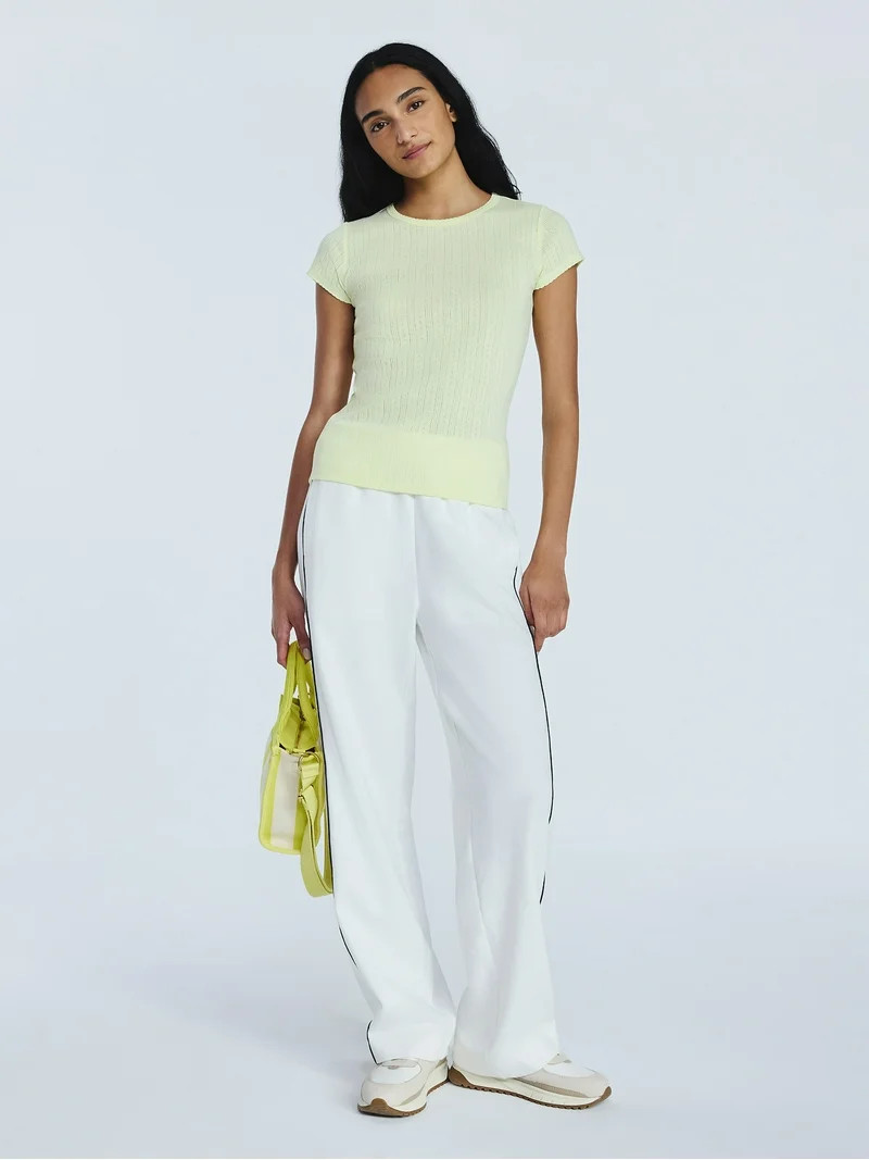 Free Assembly Women's and Women's Plus Pointelle Mini Tee with Short Sleeves, Sizes XS-4X | Walmart (US)