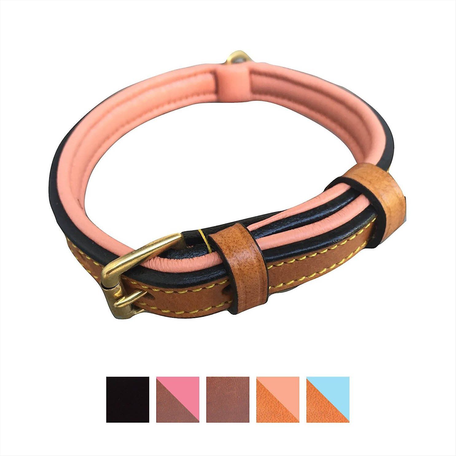 Soft Touch Collars Leather Two-Tone Padded Dog Collar | Chewy.com