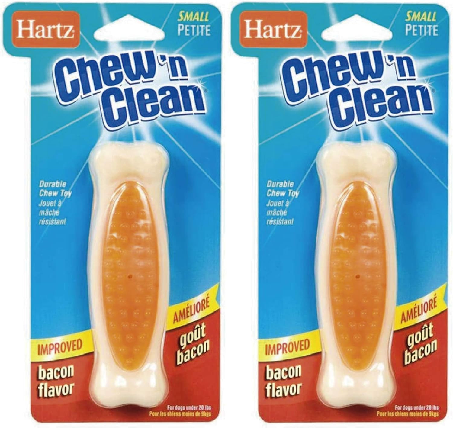 Hartz Chew'n Clean Tuff Bone Bacon Flavored Small Dog Toy (Pack of 2)2 | Amazon (US)