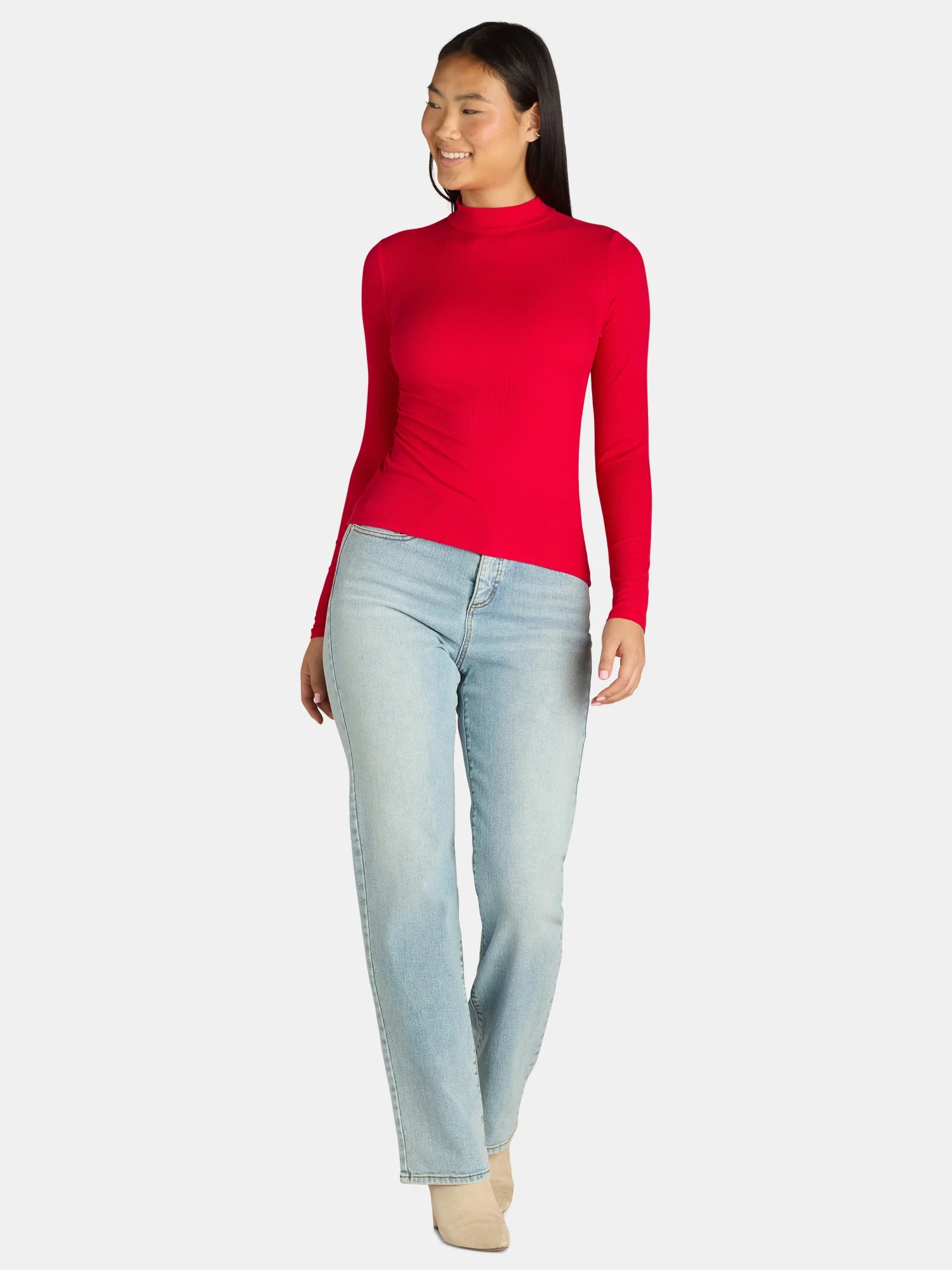 No Boundaries Juniors Mock Neck Top with Long Sleeves, 2-Pack, Sizes XXS-XXL | Walmart (US)