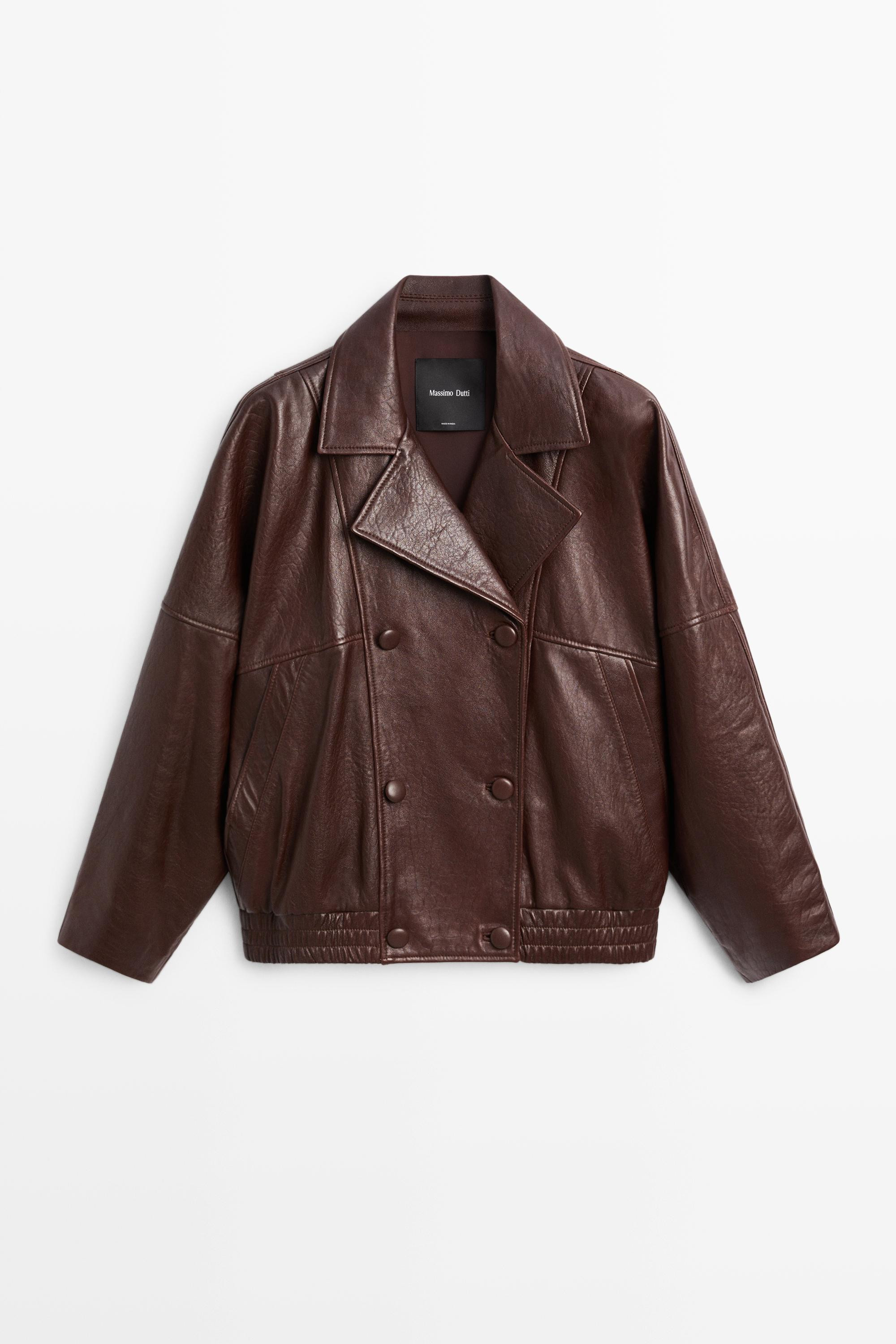 Nappa leather bomber jacket | Massimo Dutti UK