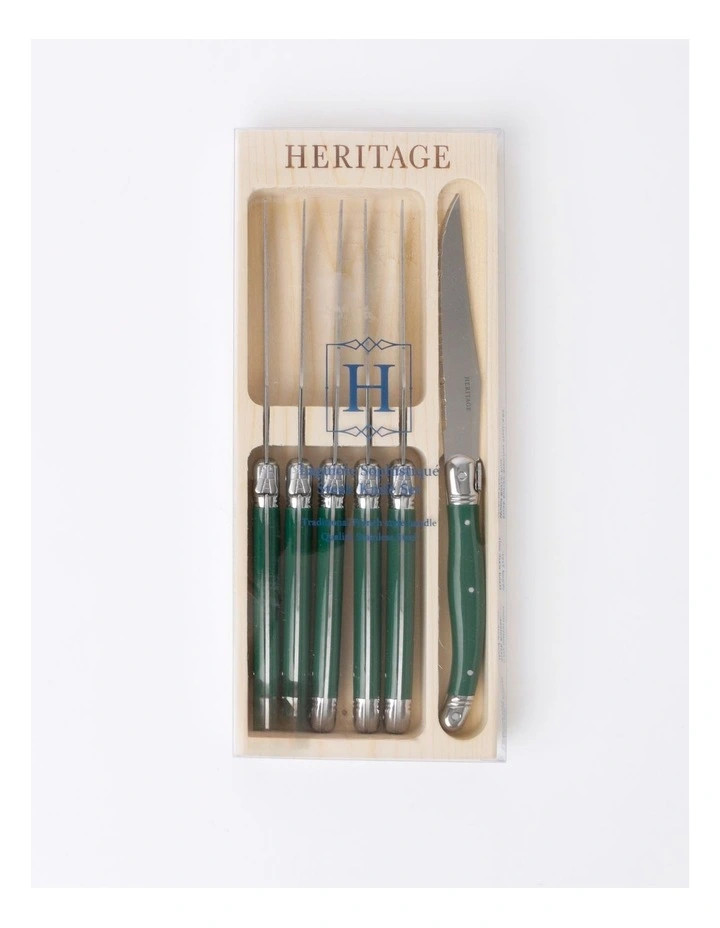 Laguiole Sophistique 6pc Steak Knife Set in Green | Myer
