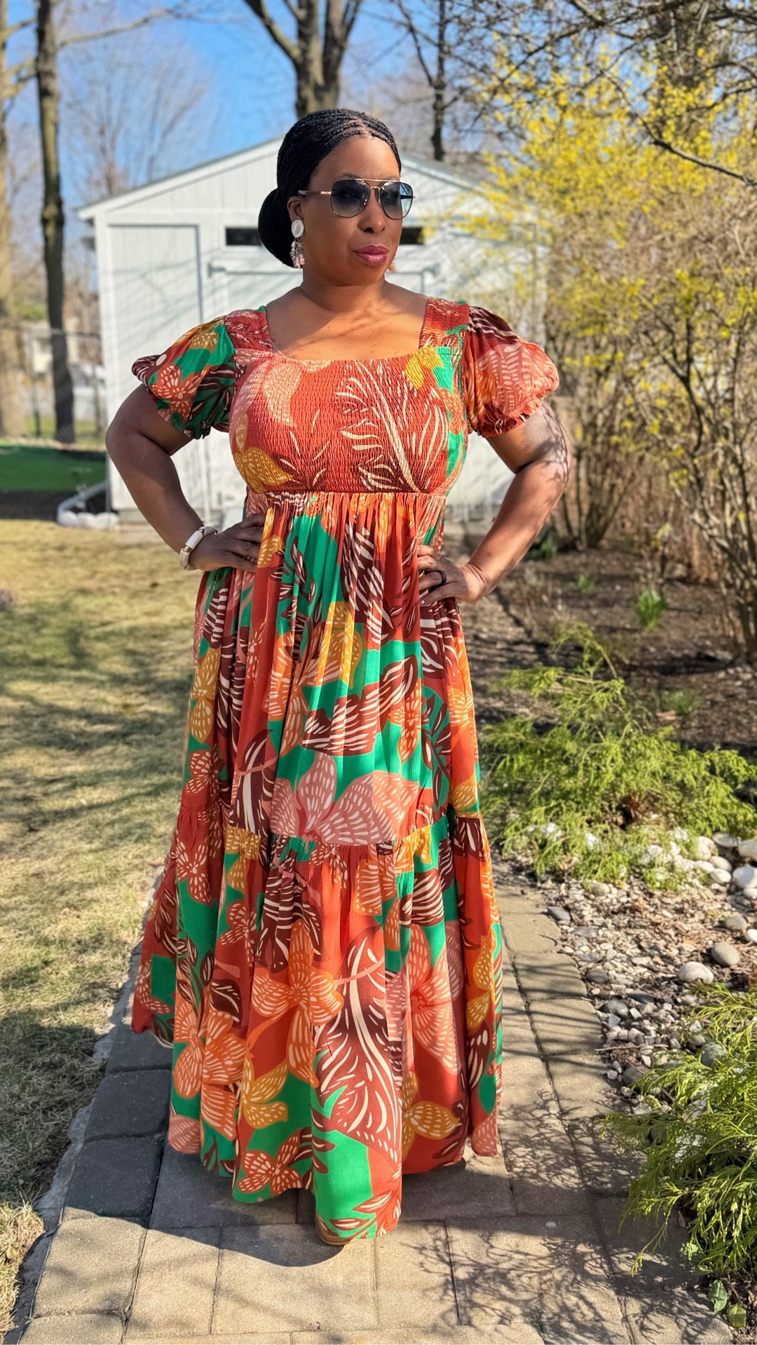 This gorgeous maxi dress is definitely worth repeating! Shirred bodice, lightweight, flowy, beautiful colors, and is perfect for the Spring/Summer, date day/night, vacation and more. 

#LTKMidsize #LTKPlusSize #LTKootd