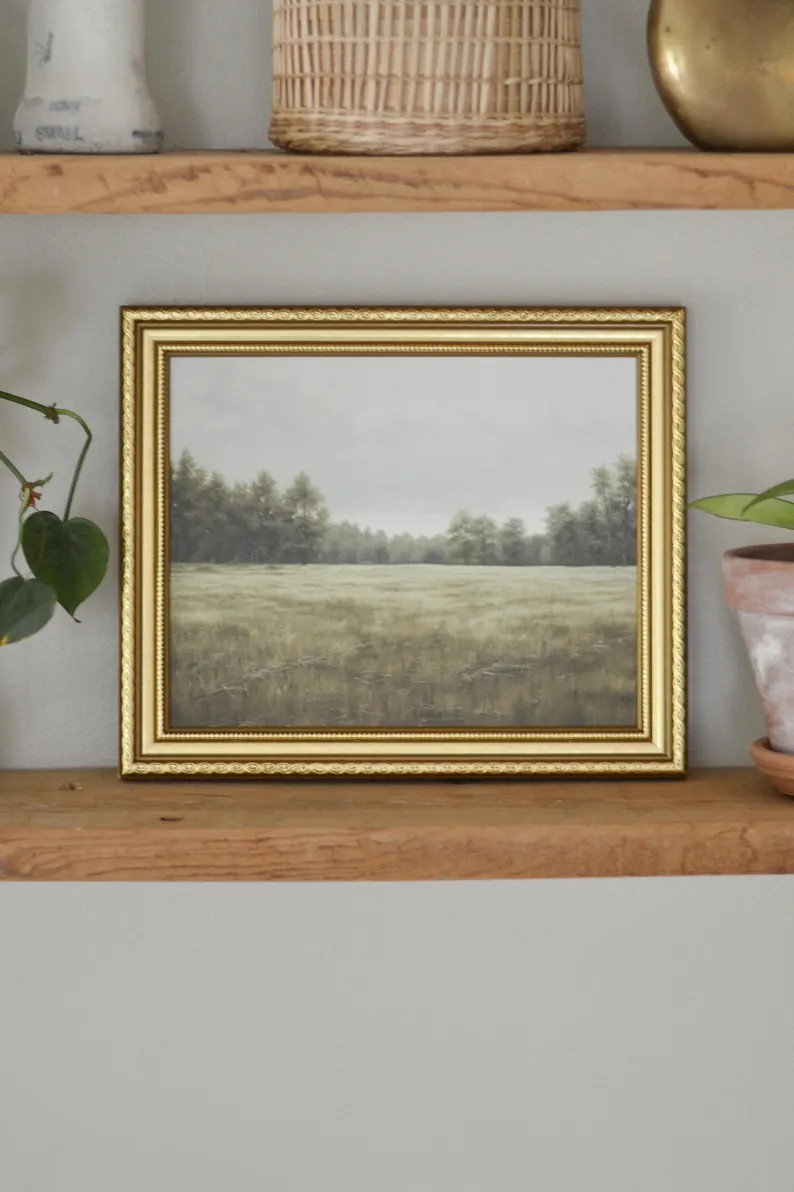 Evergreen Meadow Art, Landscape Gold Framed Artwork, Nature Botanical Print, Housewarming Gift Id... | Etsy (US)