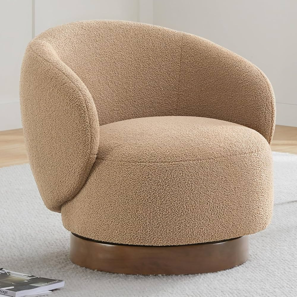 Swivel Accent Chair Round Barrel Armchair Upholstered Performance Fabric for Living Room Bedroom ... | Amazon (US)