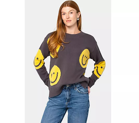 Make Your Selection: Peace Love World Motif Intarsia Pullover Sweater | QVC