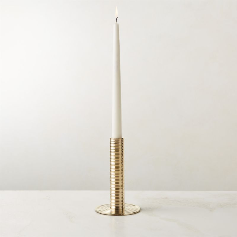 Spencer Brass Taper Candle Holder Medium + Reviews | CB2 | CB2