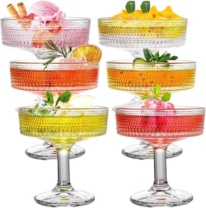 ZOOFOX Set of 6 Coupe Glasses, 7 oz Vintage Cocktail Coupe Glasses Set, Crystal Martini Glasses w... | Amazon (US)