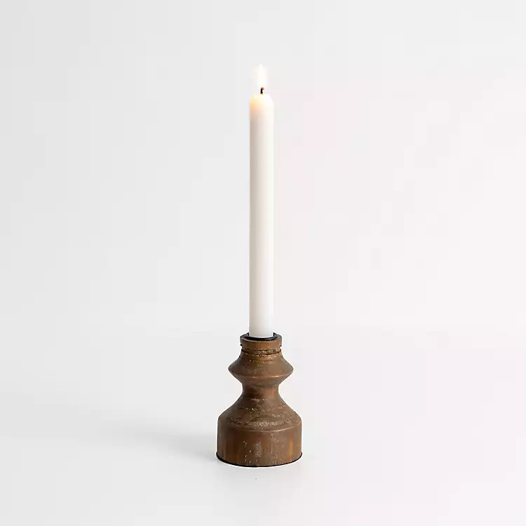 New! Dark Eucalyptus Wood Taper Candle Holder, 4 in. | Kirkland's Home