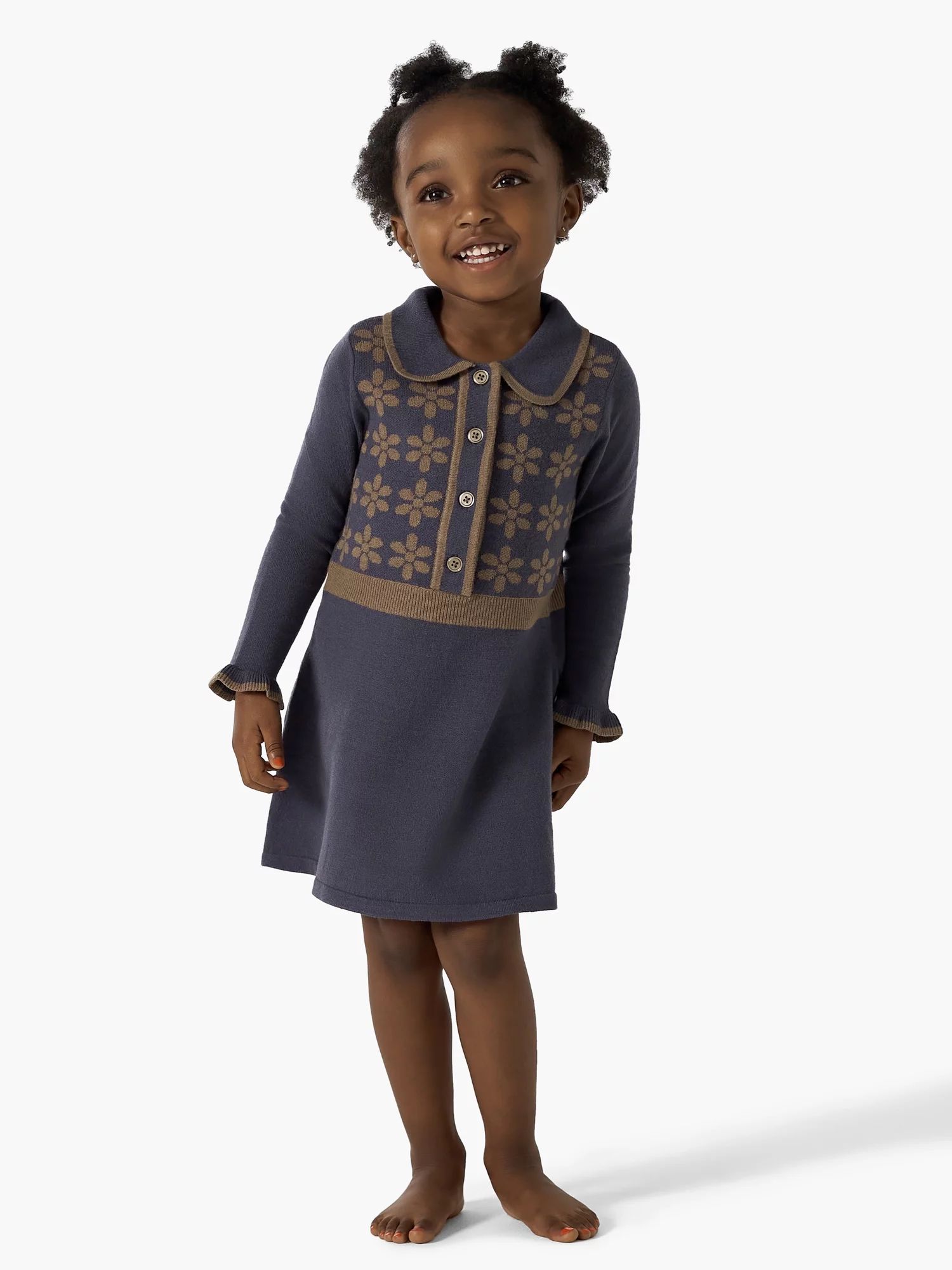 Modern Moments by Gerber Baby and Toddler Girl Collar Sweater Dress, Sizes 12 Months - 5T | Walmart (US)
