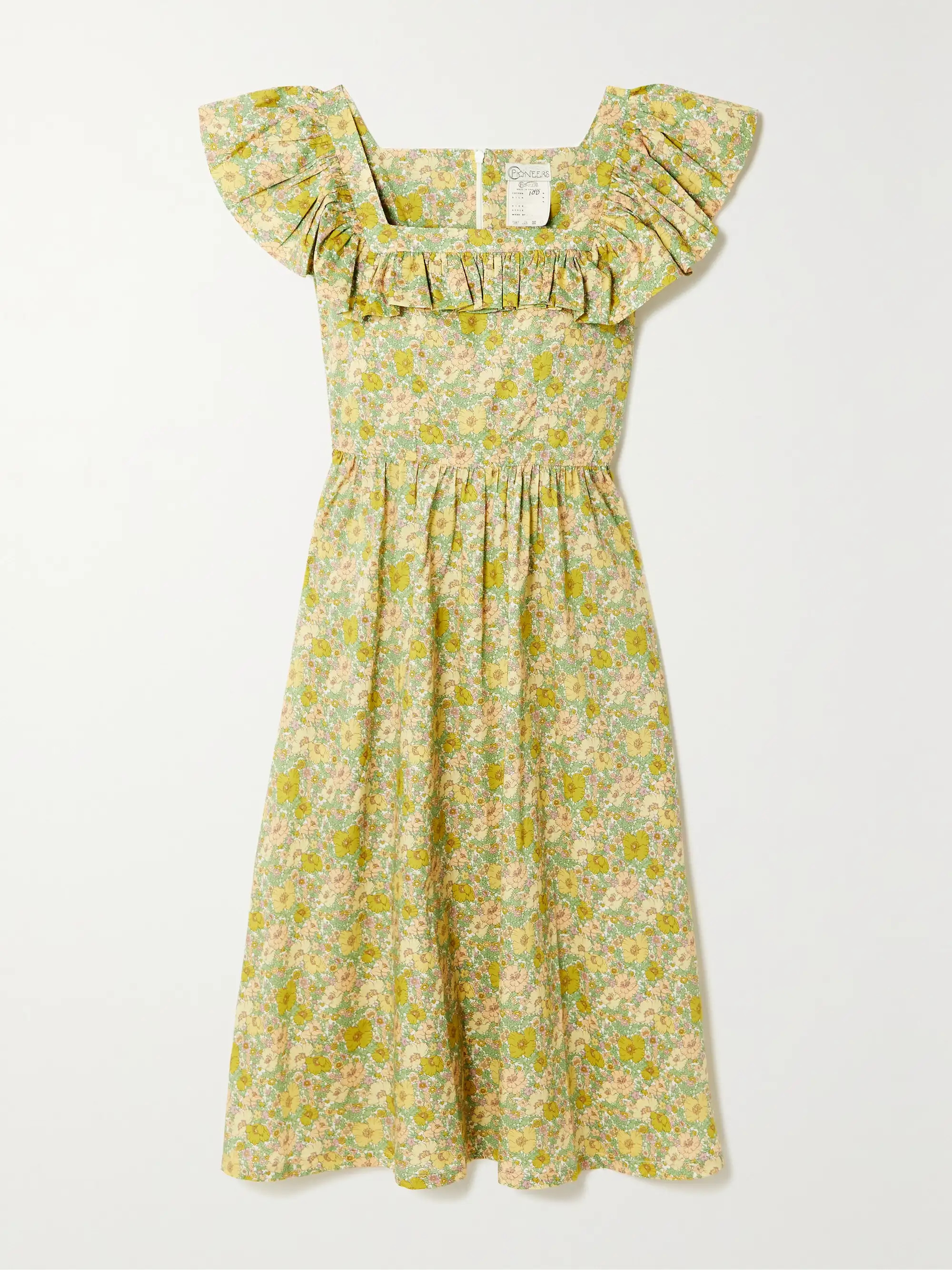 Nora ruffled floral-print cotton midi dress | NET-A-PORTER (UK & EU)