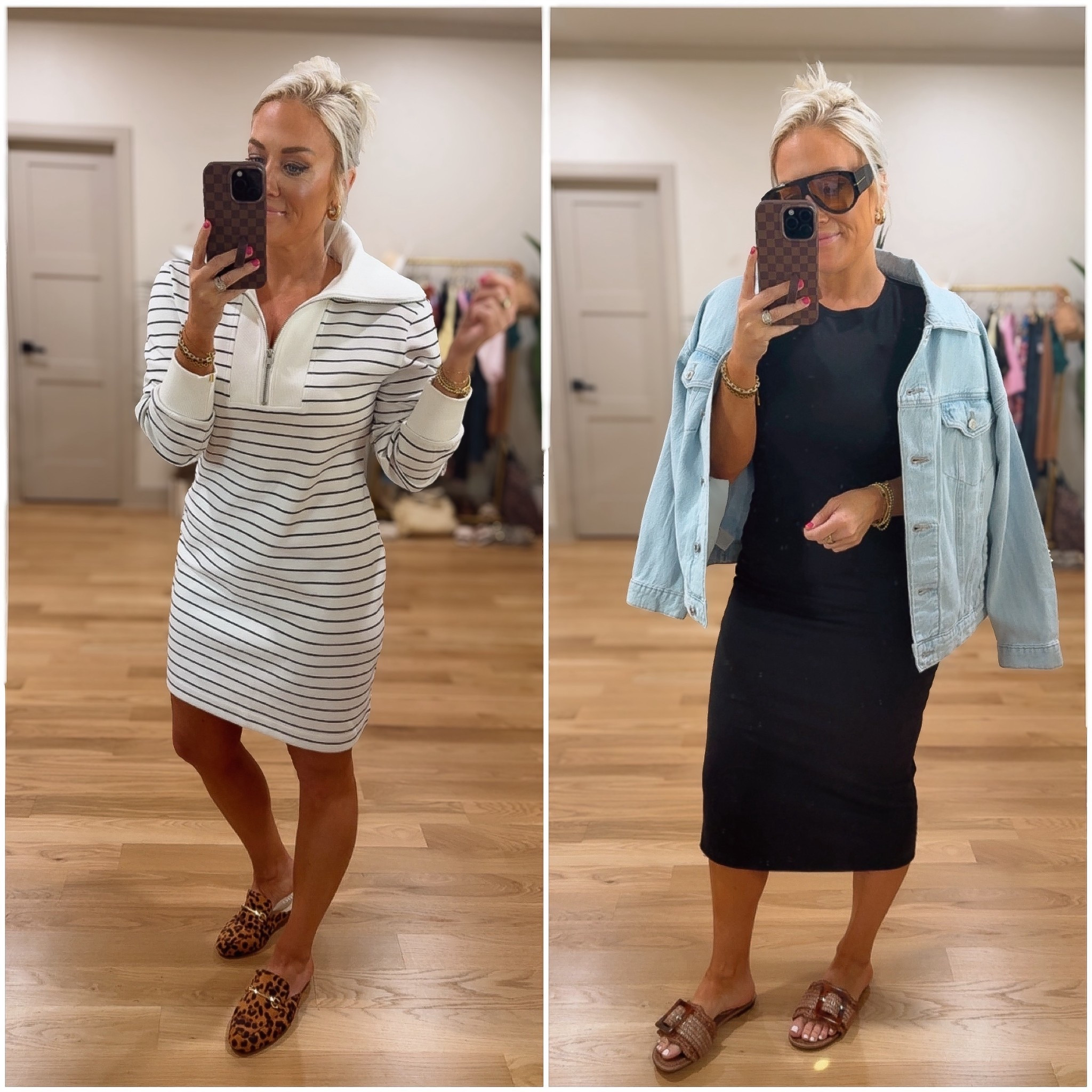 **NEW!! Walmart casual everyday dresses 
Striped long sleeve - medium 
Black dress / small 
Debim jacket / small 