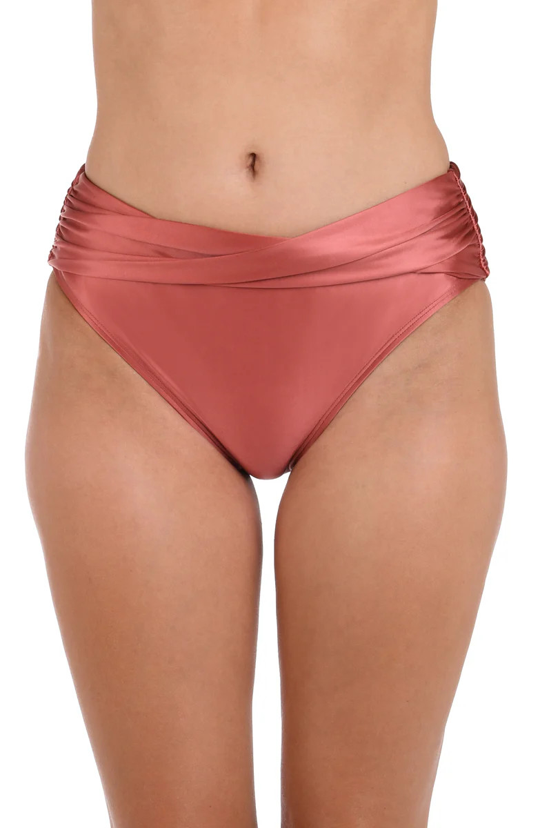 Earth Goddess Mid-Waist Twist Front Bottom | La Blanca Swim
