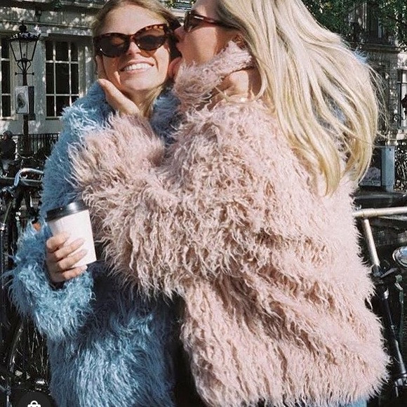 Baby blue faux fur short jacket NWTO | Poshmark