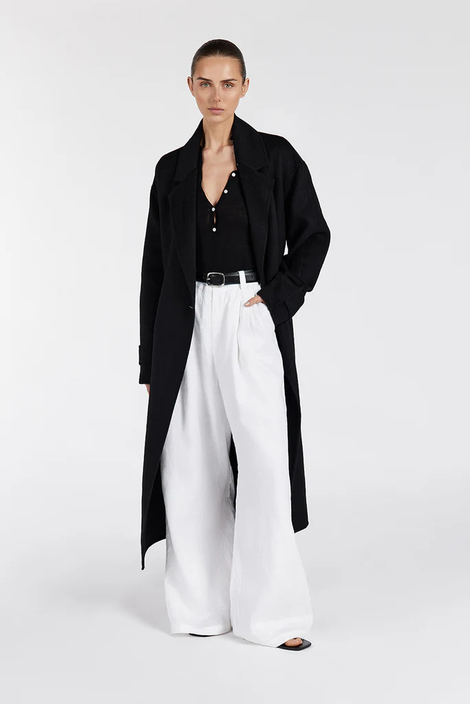 MILES BLACK WOOL WRAP COAT | DISSH