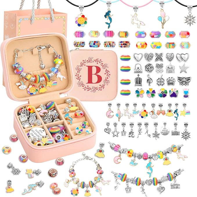 SUREHOME Charm Bracelet Making Kit, Art and Crafts for Girls 8-12 Kids Jewelry Making Kit Tween T... | Amazon (US)