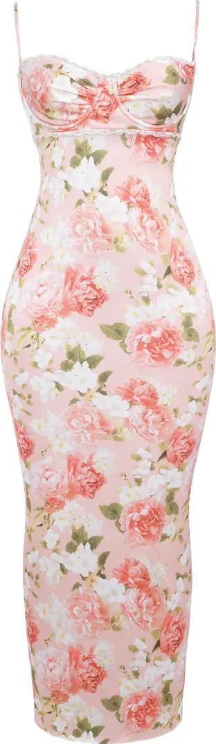 Josefina Floral Bustier Bodice Stretch Satin Body-Con Dress | Nordstrom