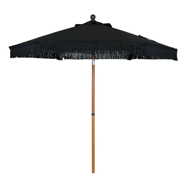 Better Homes & Gardens Ventura 7.5' Black Fringe Round Market Patio Umbrella | Walmart (US)