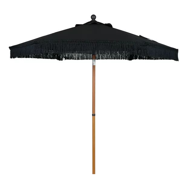 Better Homes & Gardens Ventura 7.5' Black Fringe Round Market Patio Umbrella - Walmart.com | Walmart (US)