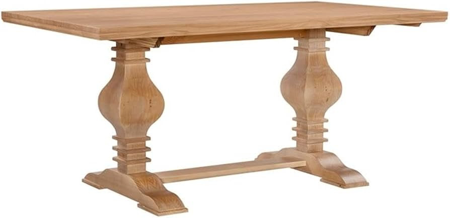 Pemberly Row Transitional Solid Pine Wood Dining Table in Rustic Honey Brown | Amazon (US)
