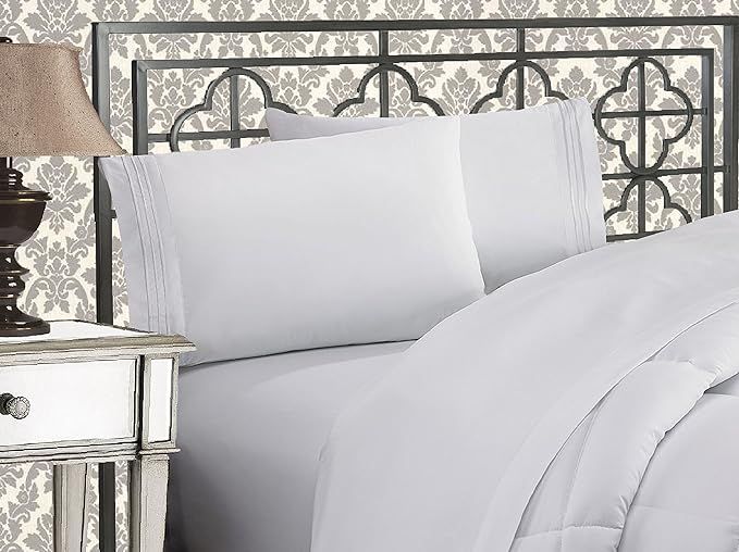 Elegant Comfort Luxurious 1500 Premium Hotel Quality Microfiber Three Line Embroidered Softest 4-... | Amazon (US)