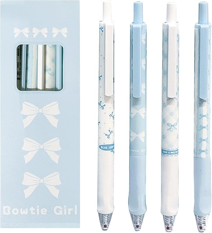 4 Pcs Cute Retractable Pens Bowknot Gel Pens 0.5mm Fine Point Black Ink Smooth Writing Pen Office... | Amazon (US)