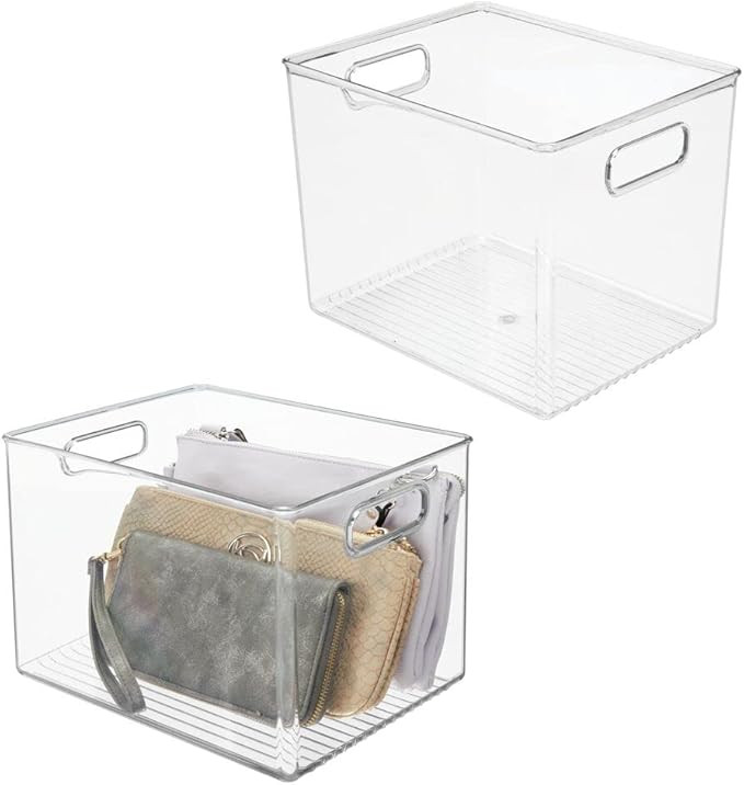 mDesign Plastic Home Storage Basket Bin with Handles for Organizing Closets, Shelves and Cabinets... | Amazon (US)