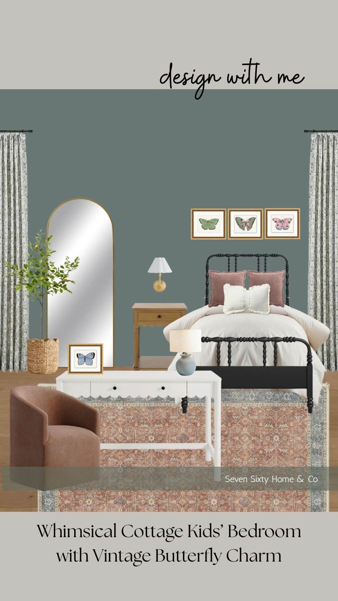 Whimsical Cottage Kids’ Bedroom with Butterfly Art + Spindle Bed

A whimsical cottage kids’ bedroom with muted blue-green walls, a classic black spindle bed, and blush bedding that adds soft texture. I wanted this space to feel sweet, collected, and timeless with butterfly artwork and floral drapery that bring in gentle vintage charm.

If you’re looking for cottage kids’ bedroom ideas, butterfly-themed girls’ room inspiration, or traditional spindle-bed styling, this design blends color and softness in a cozy, welcoming way.

Shop the full room below 

 #LTKHome #LTKFindsUnder100 #LTKKids