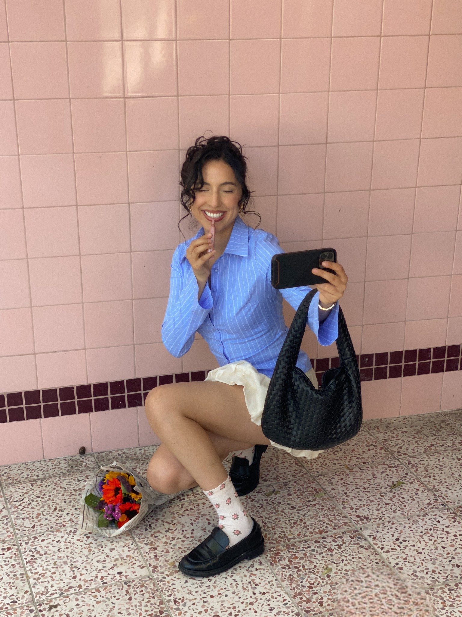 Summer ootd ~ princess Polly blue stripe top, ballon mini skirt, sezane floral socks, Abercrombie loafers 

#LTKFindsUnder50 #LTKStyleTip #LTKFindsUnder100