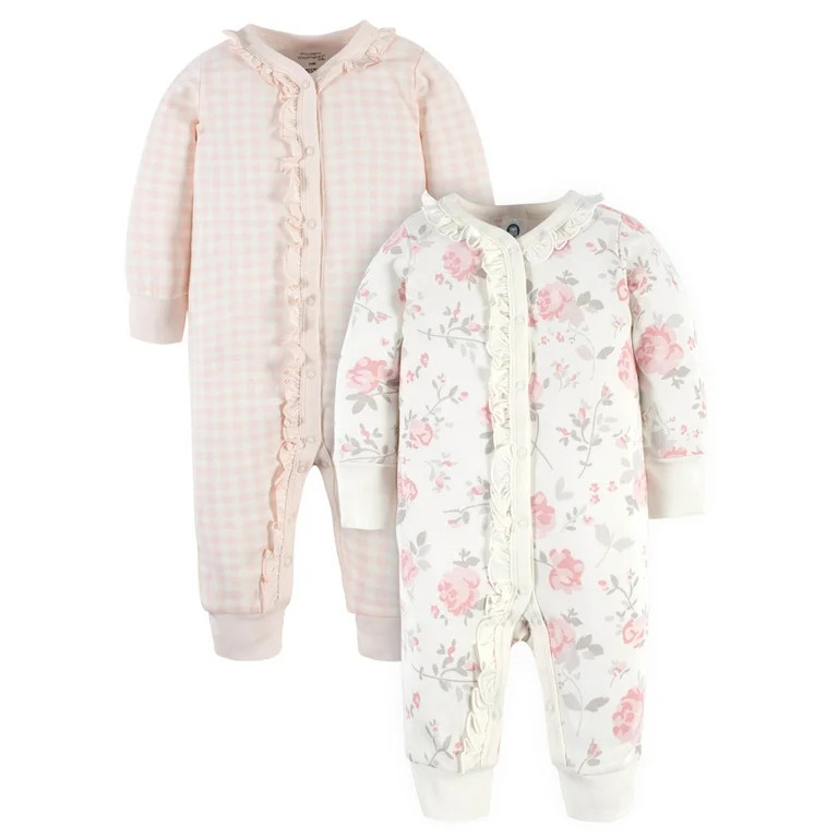 Modern Moments by Gerber Baby Girl Coveralls, 2-Pack, Newborn-12 Months | Walmart (US)
