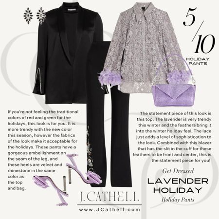 Purple for the holidays! Add some feathers to these sleeves, with a matching bag and shoes to pull it together for a cohesive look, a touch of sparkle on the pants too! 

#LTKshoecrush #LTKHoliday #LTKstyletip