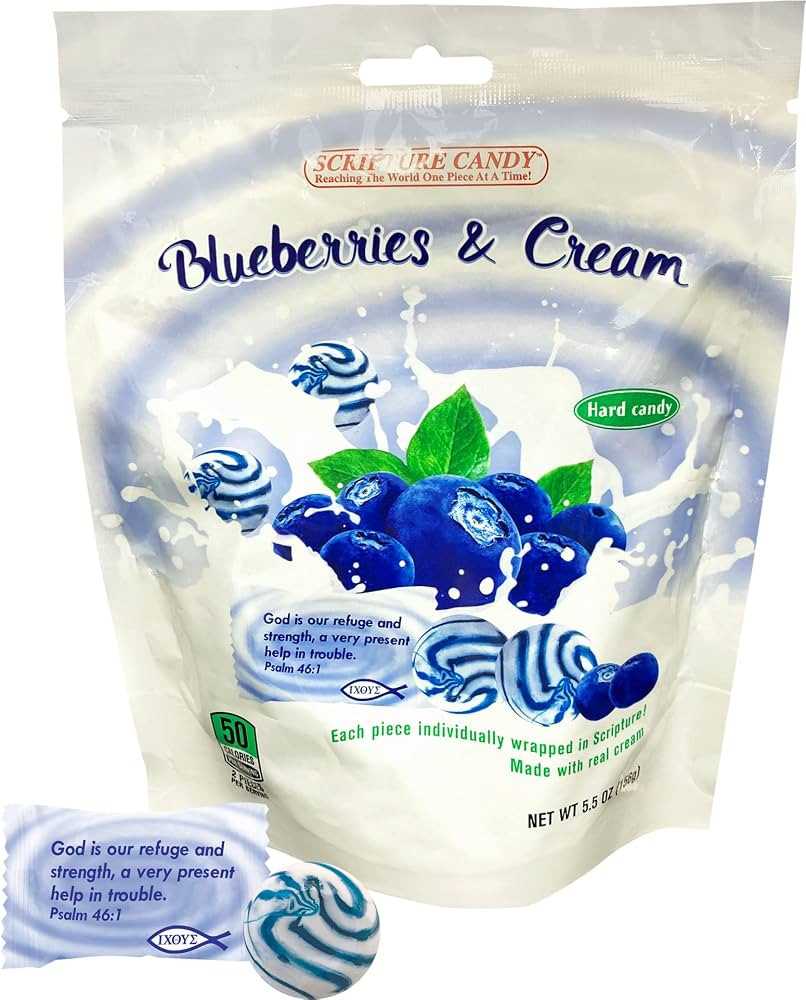 Scripture Candy, Blueberries & Cream Hard Candy 5.5oz Bag, 25 Pieces | Amazon (US)