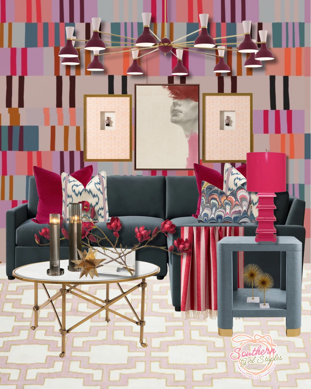 ✨ Bold, modern, and unapologetically chic ✨ This living room design is giving vintage Palm Beach meets modern art gallery — rich jewel tones, layered patterns, and just the right touch of gold glam. 💕

Shop the look — from the statement wallpaper to the marble coffee table and those pop-of-pink pillows that steal the show.

🛋️ Tap to shop every detail — perfect for anyone who loves a room that feels like art. 🎨
#LTKHome #SouthernGirlStaples #BoldInteriors #ColorLovers #InteriorDesignInspo #LivingRoomGoals


#LTKHome #LTKFamily #LTKSeasonal