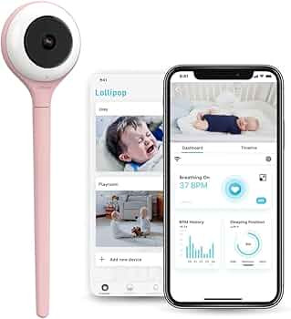 Lollipop Baby Monitor (Cotton Candy) - with Contactless Breathing Monitoring (No Extra Sensor Req... | Amazon (US)