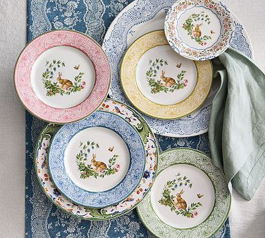 Botanical Bunny Stoneware Salad Plates - Mixed Set of 4 | Pottery Barn (US)