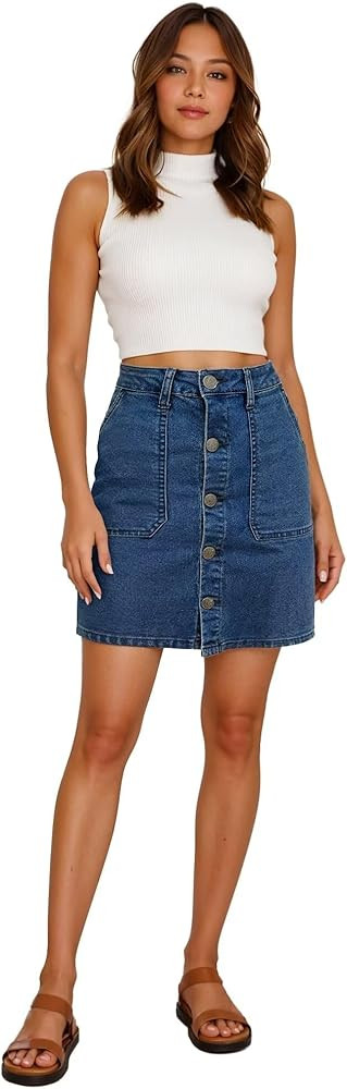 Lexi Womens Super Comfy Stretch Denim Skirt | Amazon (US)
