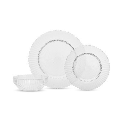 Fortessa Tableware Solutions 12pc Glass Archie Dinnerware Set: Clear Glass Plates & Bowls, Dishwasher-Safe, Service for 4 | Target
