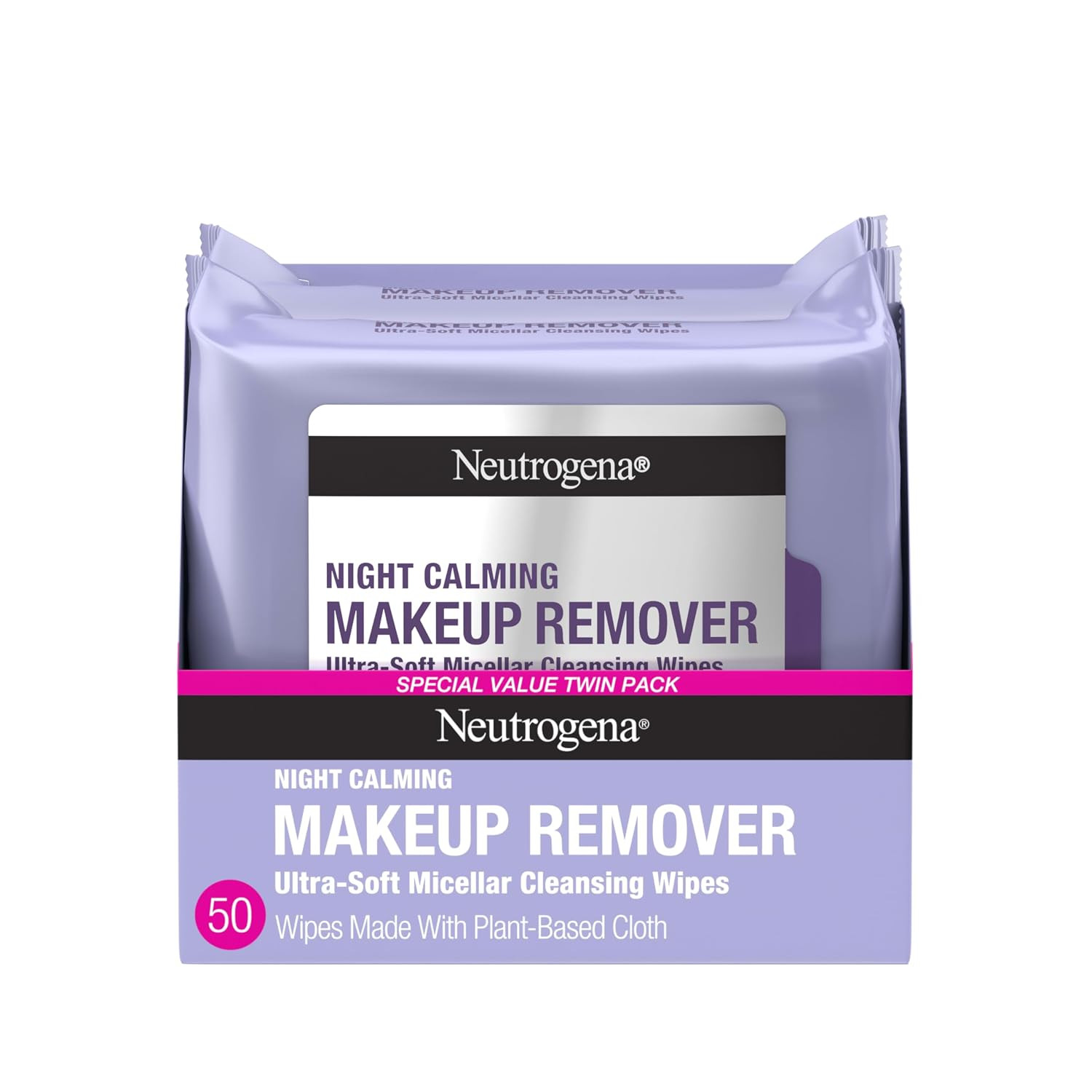 Neutrogena Night Calming Makeup Remover Face Wipes, 2 x 25 ct | Amazon (US)