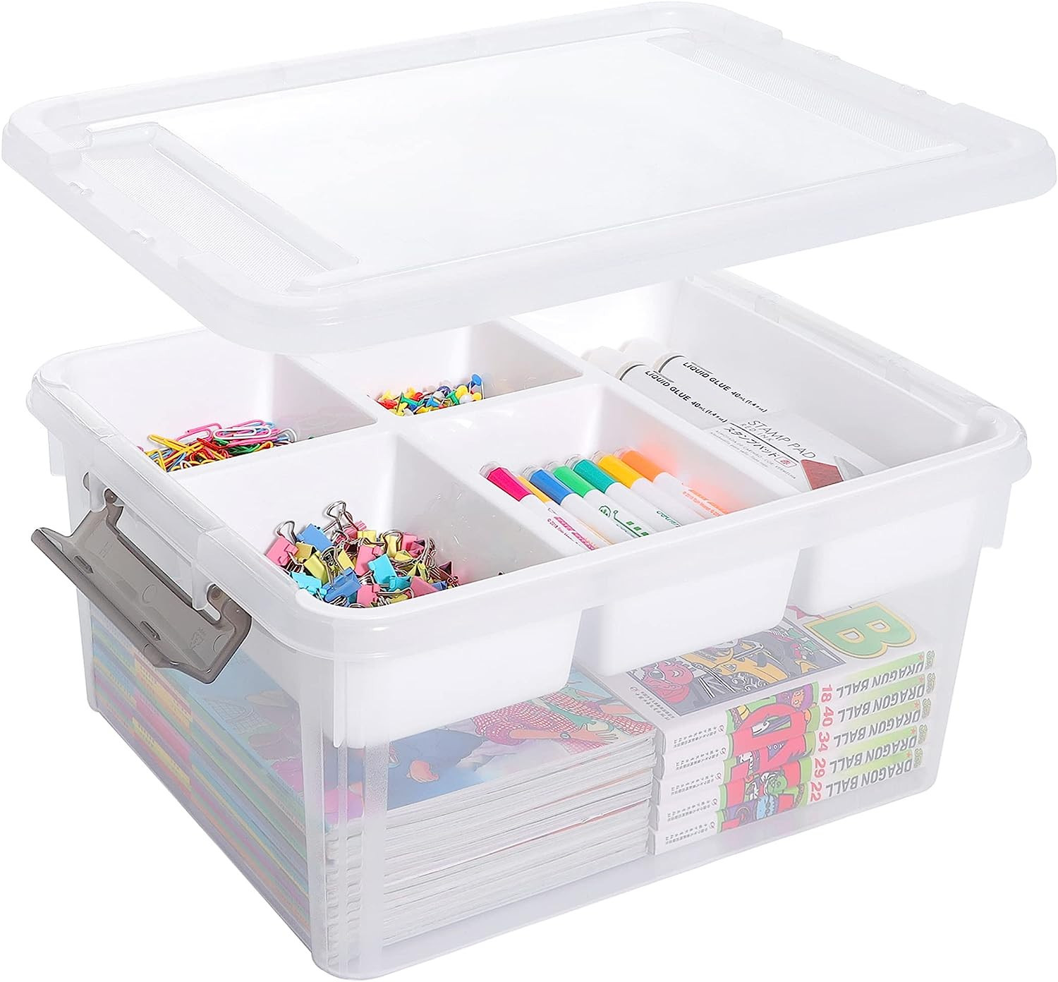 Citylife 17 QT Plastic Storage Box with Removable Tray Craft Organizers and Storage Clear Storage... | Amazon (US)