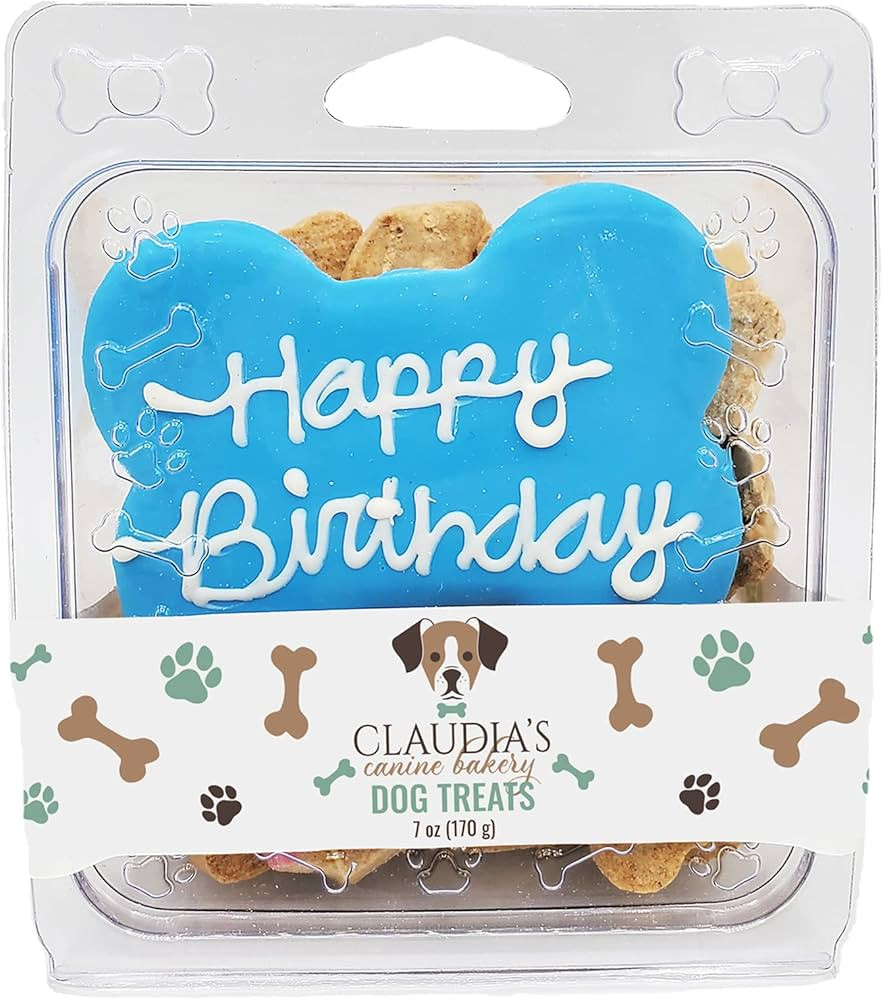 Claudia's Canine Bakery Blue Happy Birthday Dog Cookie Clamshell, 7 Ounces, Baked in The USA | Amazon (US)