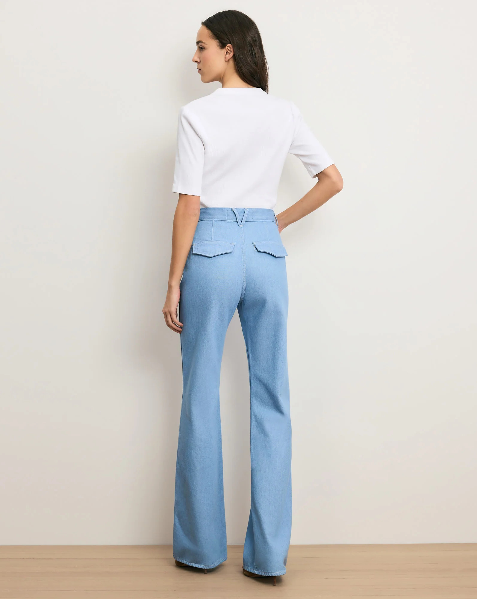 Crosbie Flap-Pocket Slim Wide-Leg Jean in Bayside | Veronica Beard | Veronica Beard