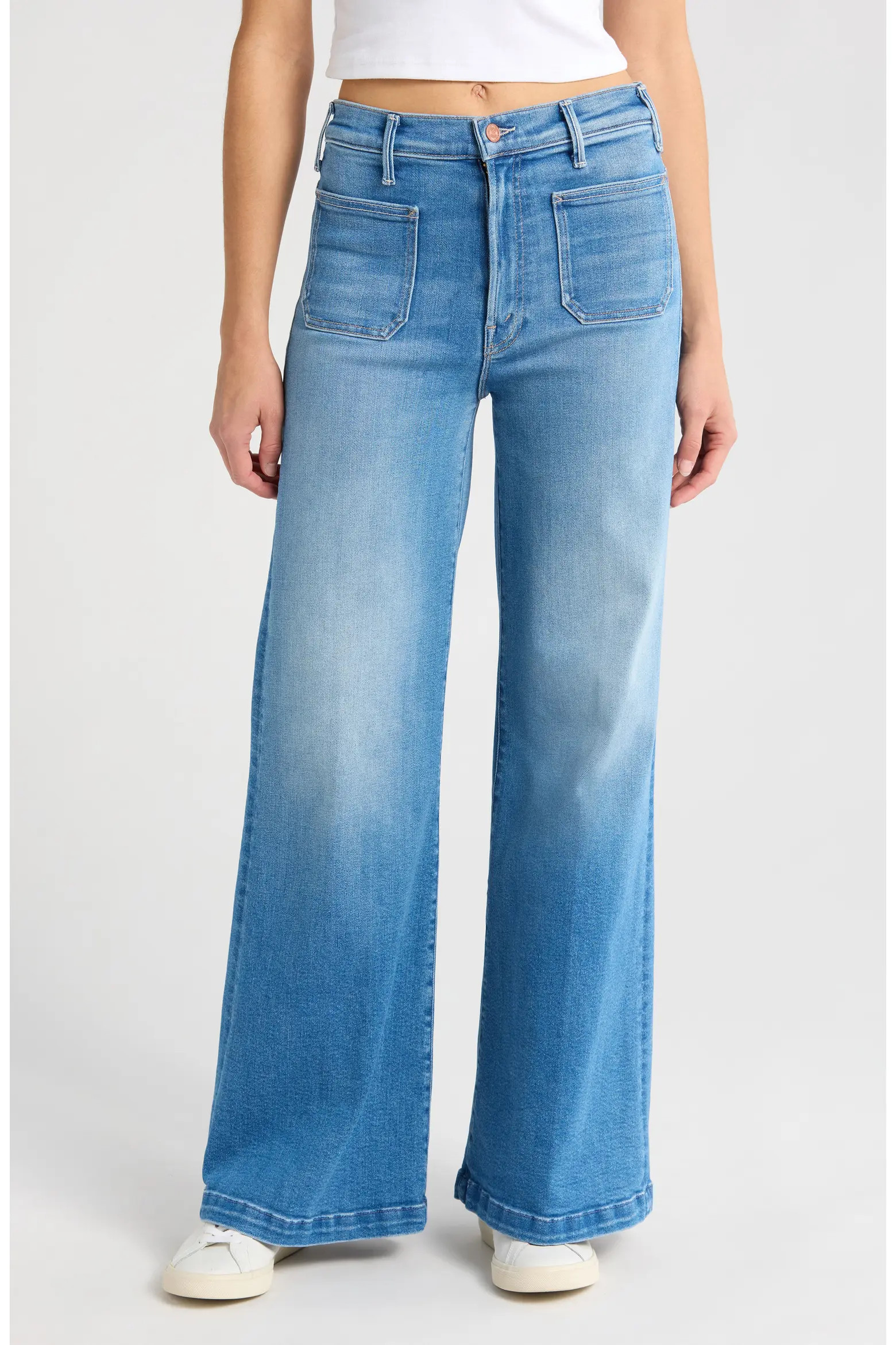 The Hustler Roller Patch Pocket Sneak Wide Leg Jeans (Women) | Nordstrom | Nordstrom