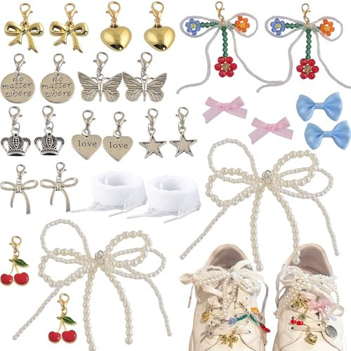 Shoe Pins for Sambas 26pcs Shoe Charms for Sneakers Shoelace Charms Pearl Bow Shoe accessories Decorations Clips Shoe Jewelry for Sneakers Shoe Charms for Sambas | Amazon (US)