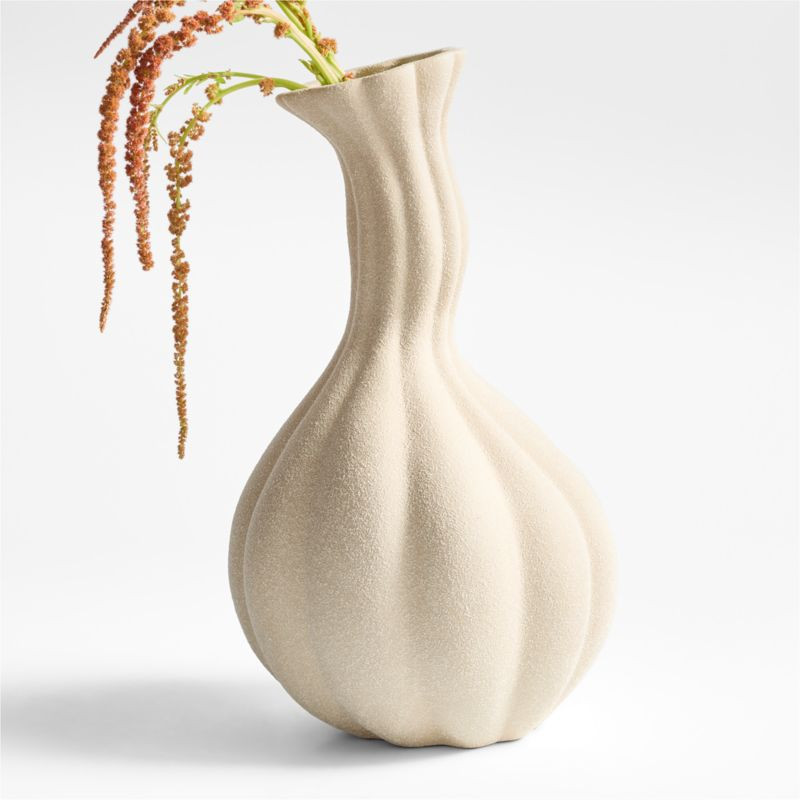 Gourdgeous Medium Cream Earthenware Vase 16" | Crate & Barrel | Crate & Barrel