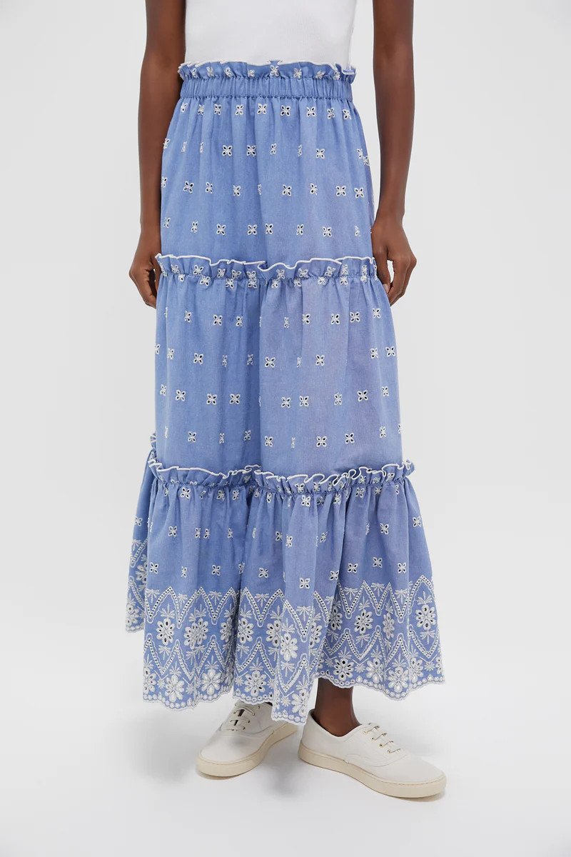 Chambray Embroidered Prado Skirt | Tuckernuck (US)