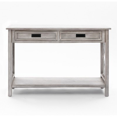 LuxenHome Gray Wood 2-Drawer 1-Shelf Console and Entryway Table | Target