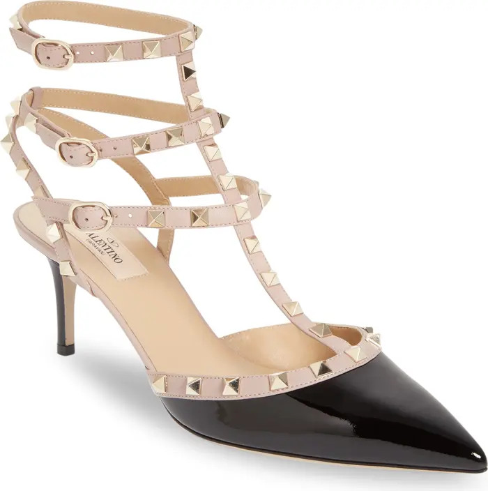 Rockstud Strappy Pointed Toe Pump | Nordstrom